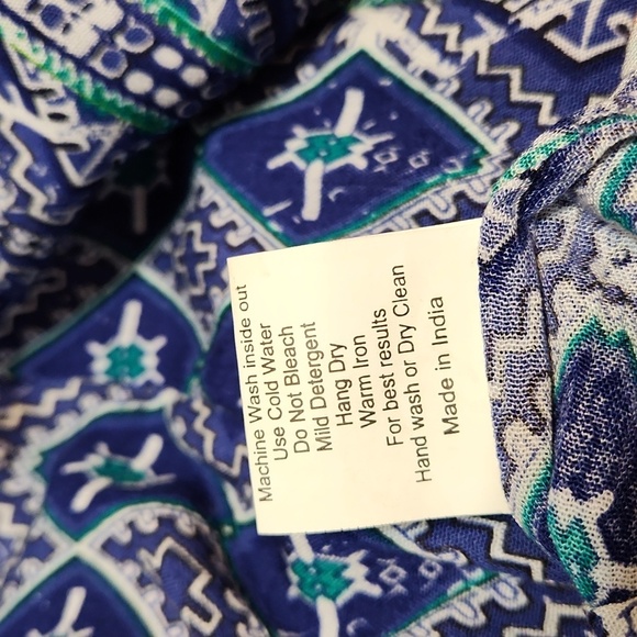 KAS Designs Off- the -Shoulder Top Blue White Multi Blouse Ruffle BuffoonSleeves - Picture 8 of 10